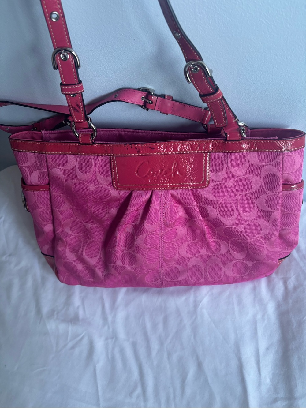 Coach Hot Pink Signature Shoulder Tote